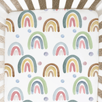 Honey Lemonade Soft Fitted Crib Sheet with Blue Rainbow Design for Baby Photography - 