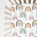 Honey Lemonade Soft Fitted Crib Sheet with Blue Rainbow Design for Baby Photography - 