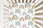 Honey Lemonade Soft Fitted Crib Sheet with Blue Rainbow Design for Baby Photography - 