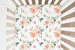 Honey Lemonade Soft Peach Floral Fitted Crib Sheet for Stylish Nursery Decor - 