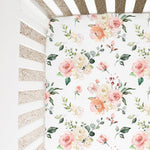 Honey Lemonade Soft Peach Floral Fitted Crib Sheet for Stylish Nursery Decor - 