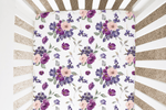 Honey Lemonade Soft Rayon Fitted Crib Sheet with Purple and Blush Floral Design for Babies - 