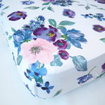 Honey Lemonade Soft Rayon Fitted Crib Sheet with Purple and Blush Floral Design for Babies - 