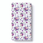 Honey Lemonade Soft Rayon Fitted Crib Sheet with Purple and Blush Floral Design for Babies - 