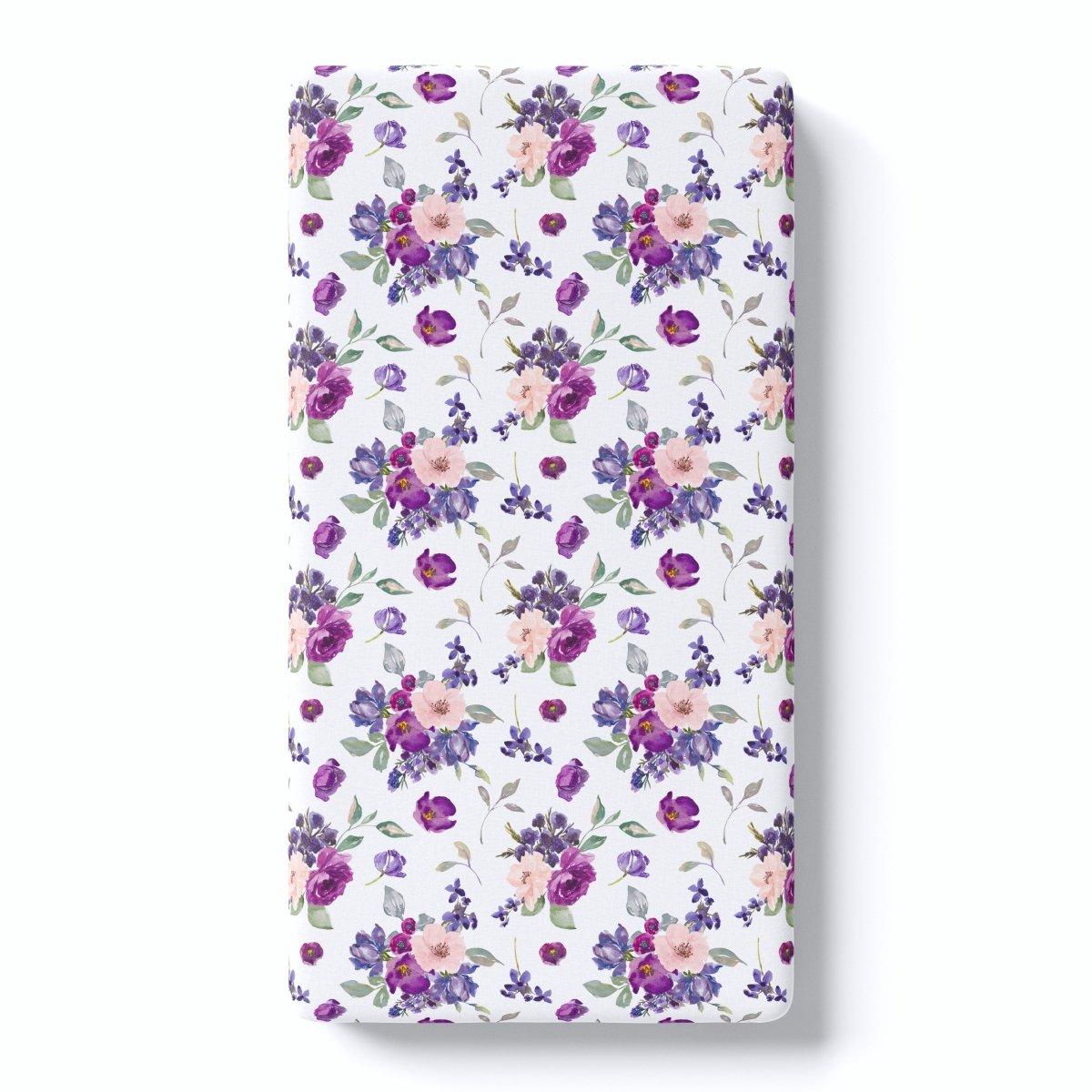 Honey Lemonade Soft Rayon Fitted Crib Sheet with Purple and Blush Floral Design for Babies - 