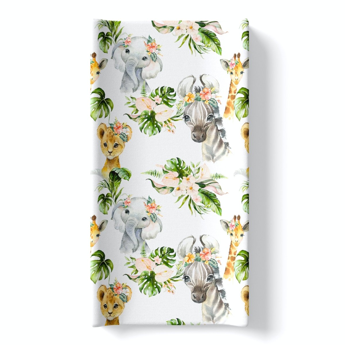 Honey Lemonade Soft Stretchy Changing Pad Cover with Africa Animals Design for Babies - 