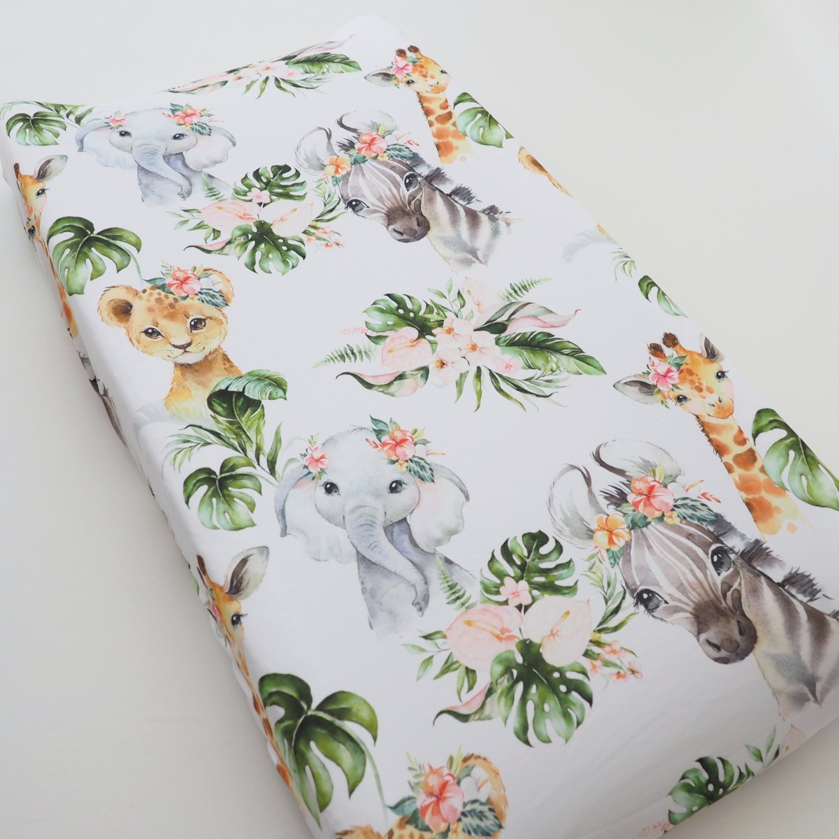 Honey Lemonade Soft Stretchy Changing Pad Cover with Africa Animals Design for Babies - 