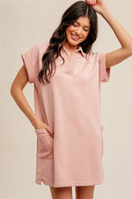 PinkBlush Soft Terry Maternity Dress with Pockets for Comfortable Expecting Mothers - 