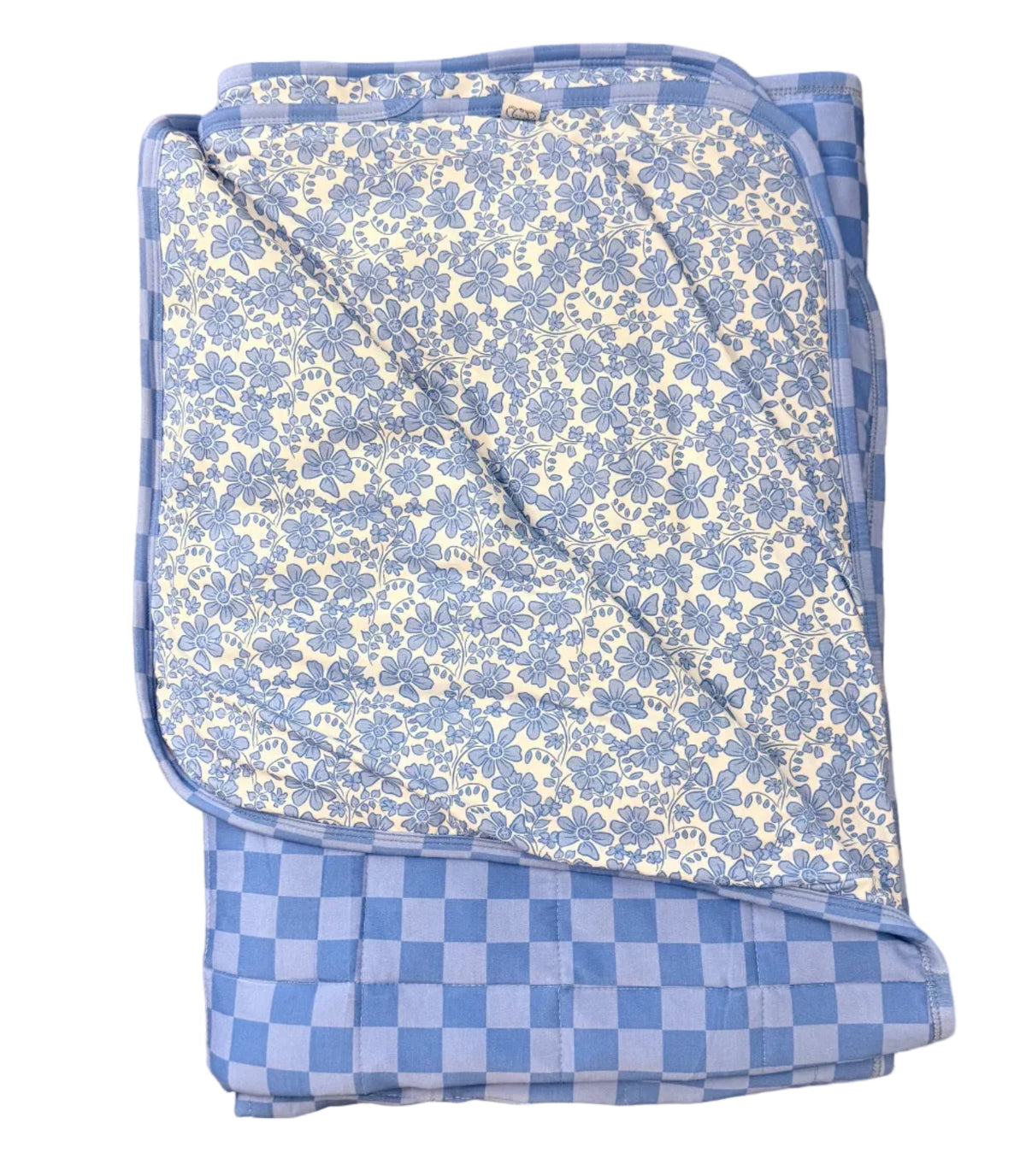 Reversible Blue Bonnet & Checkered Bamboo Blanket | Adult Cozy 2.0 TOG Blanket by Rayn’s Tiny Stitches