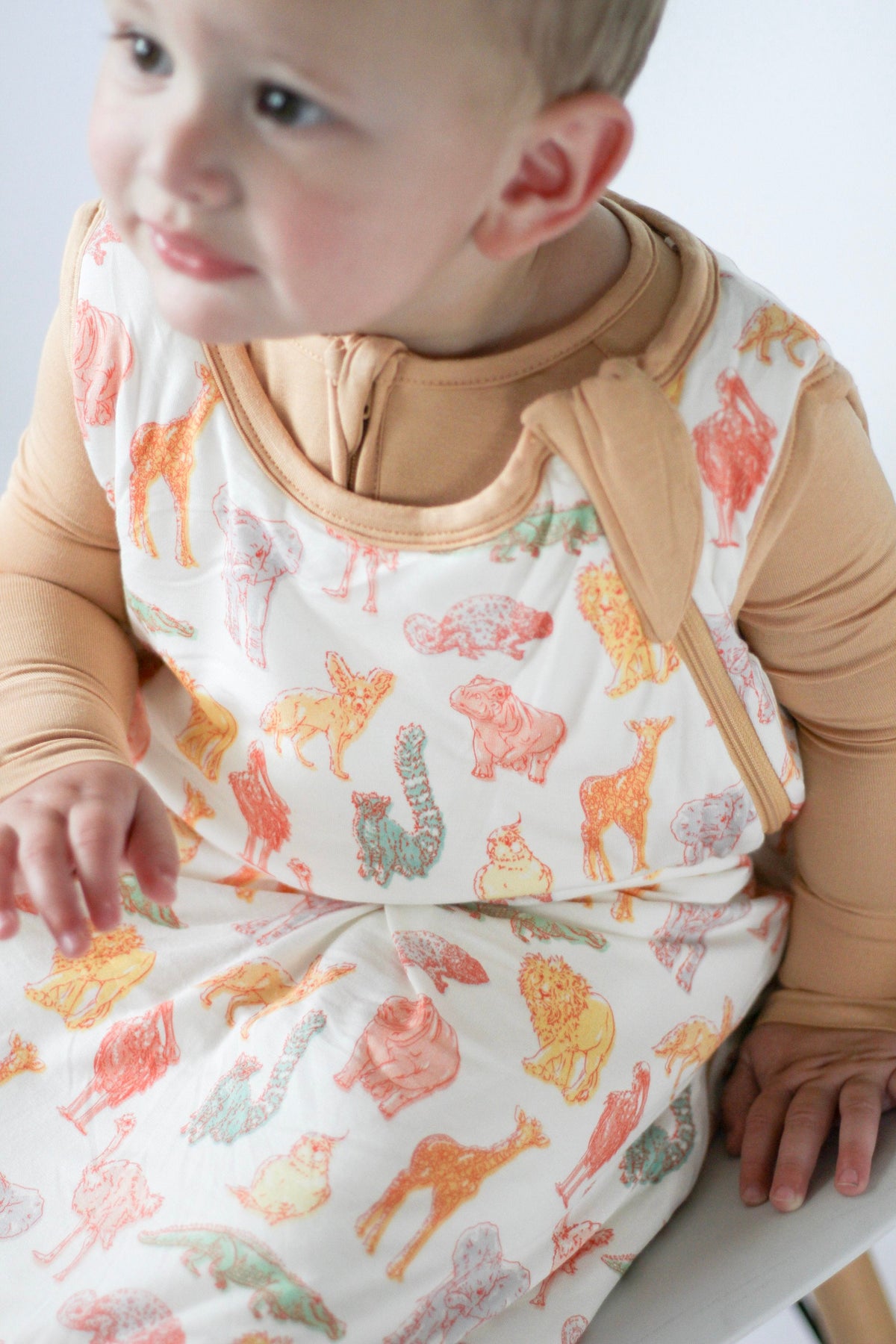My First Trip to the Zoo Bamboo Sleep Sack | Animal Print Baby Sleep Bag by Rayn’s Tiny Stitches