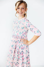 Mila & Rose ® Softly Blooming 3/4 Sleeve Pocket Twirl Dress - 