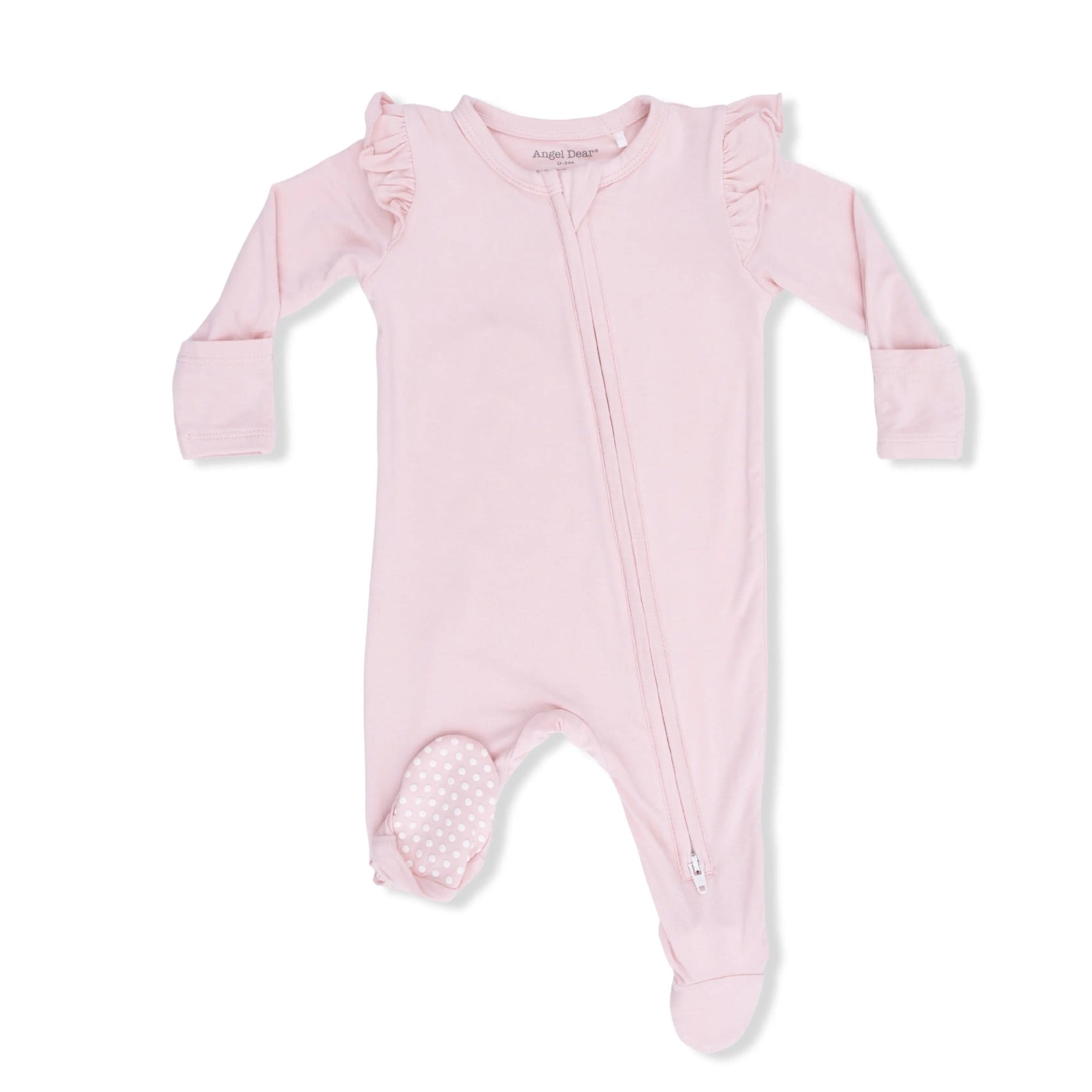 Angel Dear Solid Lotus - 2 Way Ruffle Sleeve Zipper Footie - 
