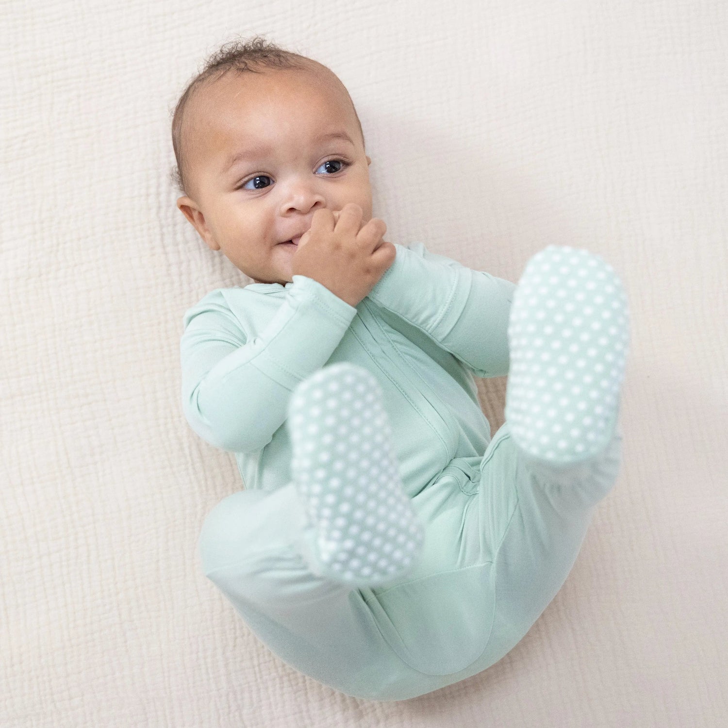 Angel Dear Solid Misty Blue - 2 Way Zipper Footie - 