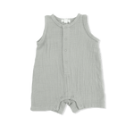 Angel Dear Solid Muslin Desert Green - Sleeveless Shortie Romper - 