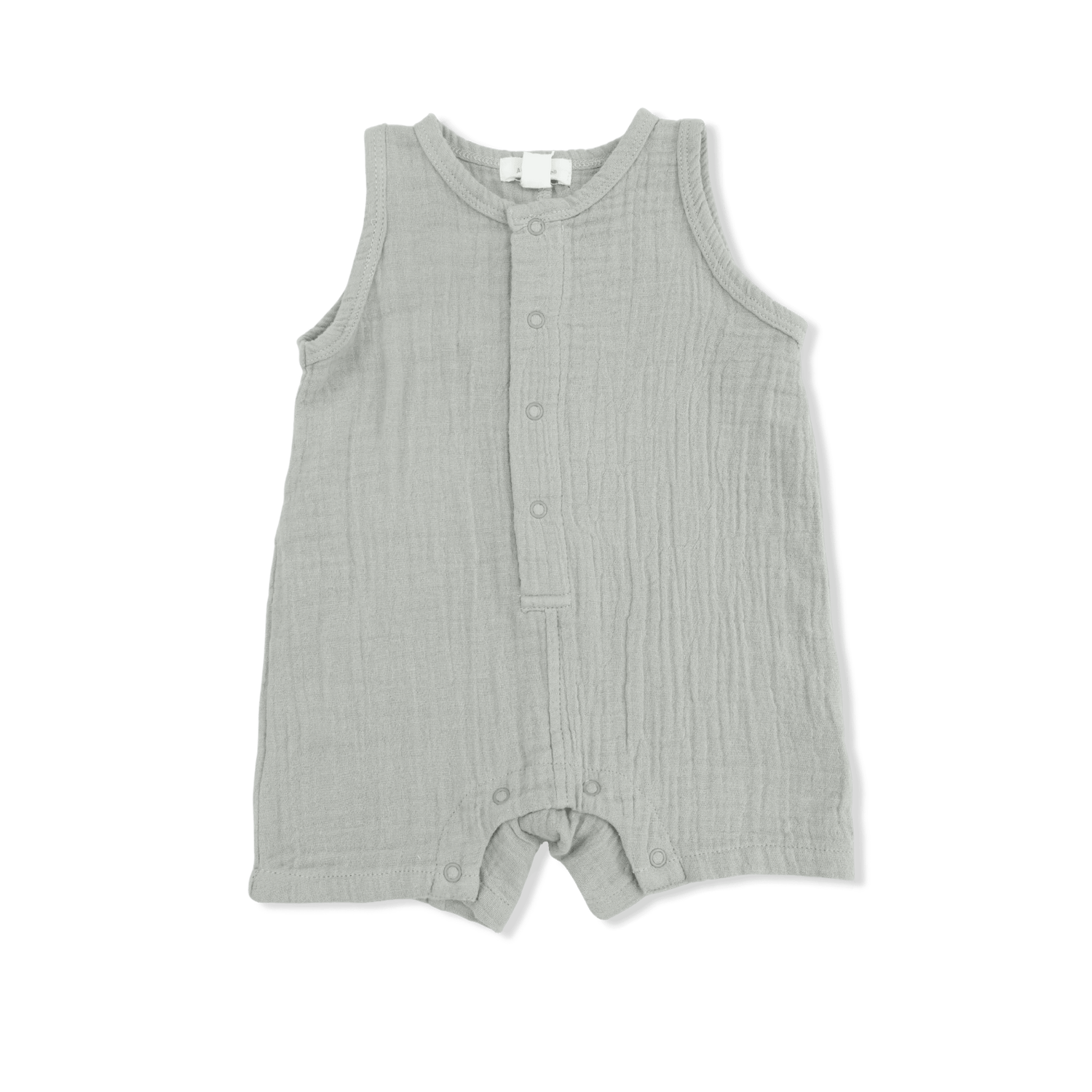 Angel Dear Solid Muslin Desert Green - Sleeveless Shortie Romper - 