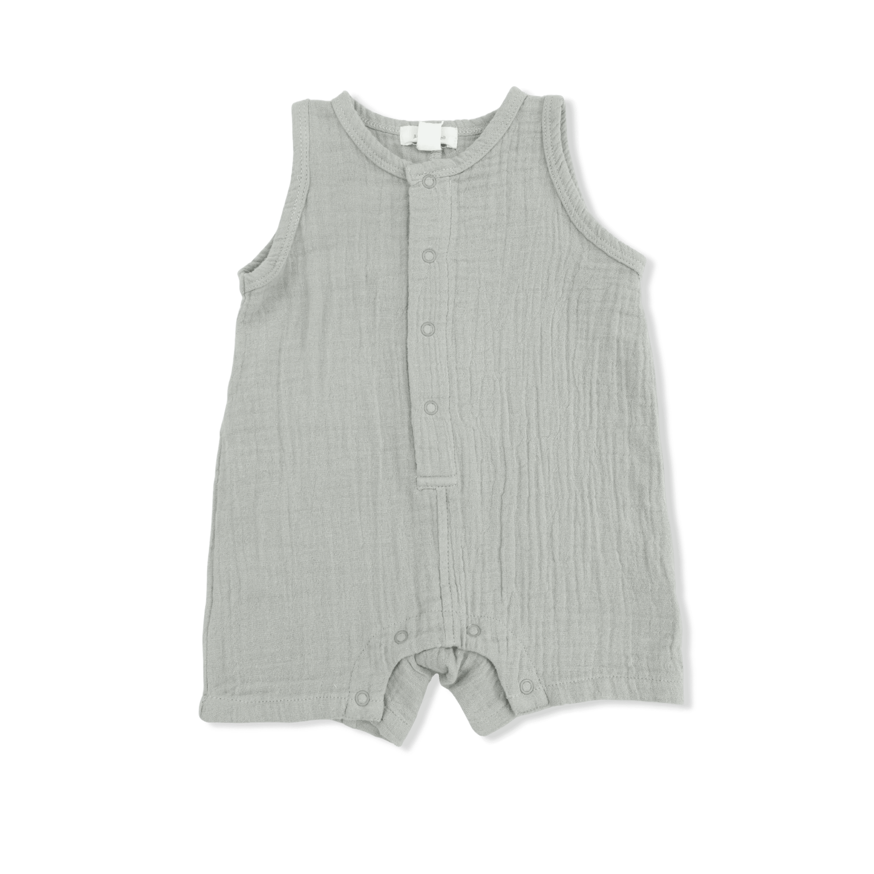 Angel Dear Solid Muslin Desert Green - Sleeveless Shortie Romper - 