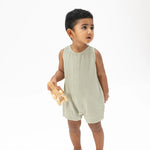 Angel Dear Solid Muslin Desert Green - Sleeveless Shortie Romper - 
