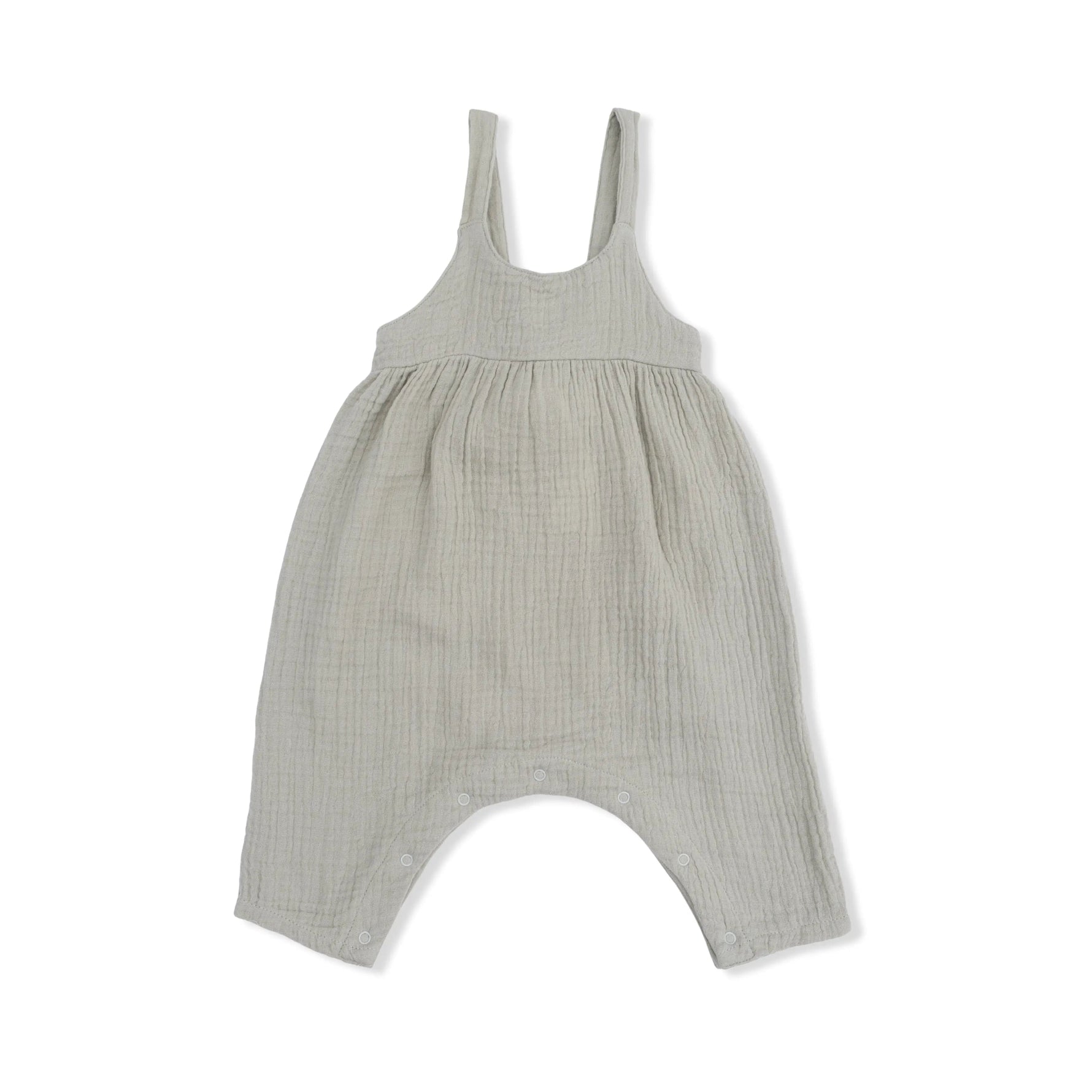 Angel Dear Solid Muslin Desert Green - Tie Back Romper - 