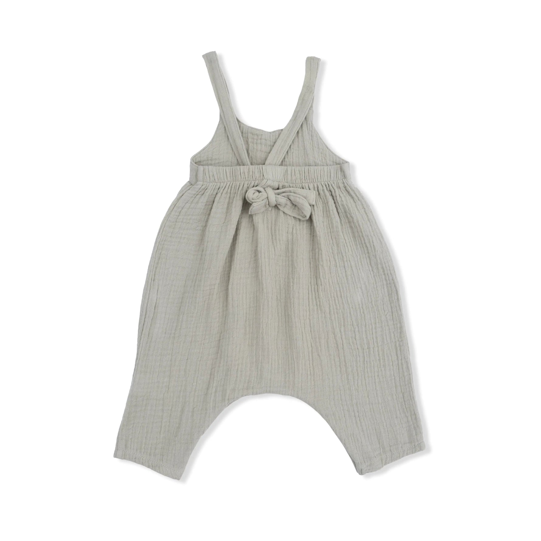 Angel Dear Solid Muslin Desert Green - Tie Back Romper - 