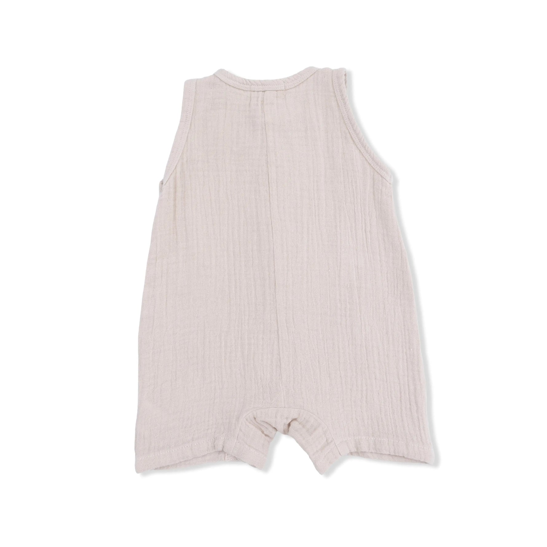 Angel Dear Solid Muslin French Oak - Sleeveless Shortie Romper - 