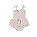 Angel Dear Solid Muslin French Oak - Smocked Bubble with Skirt - 