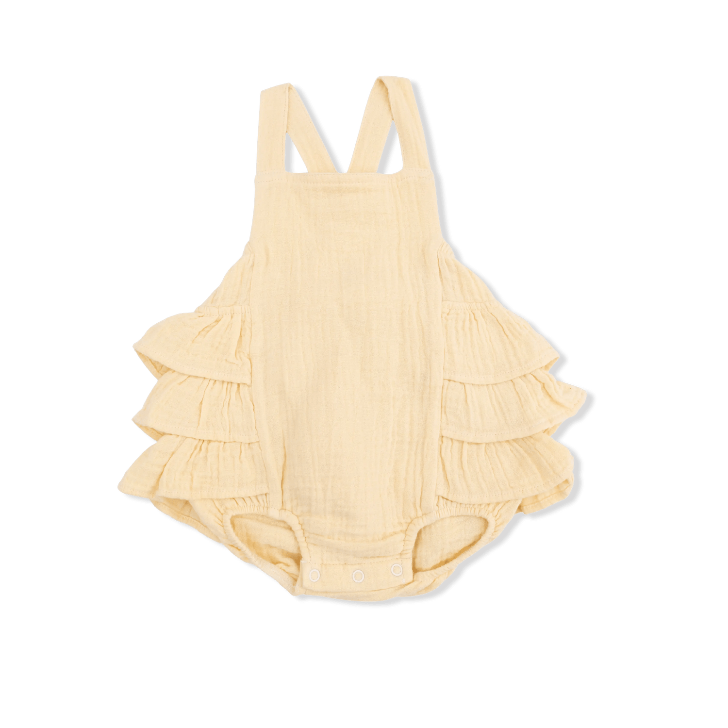 Angel Dear Solid Muslin Italian Straw - Ruffle Sunsuit - 
