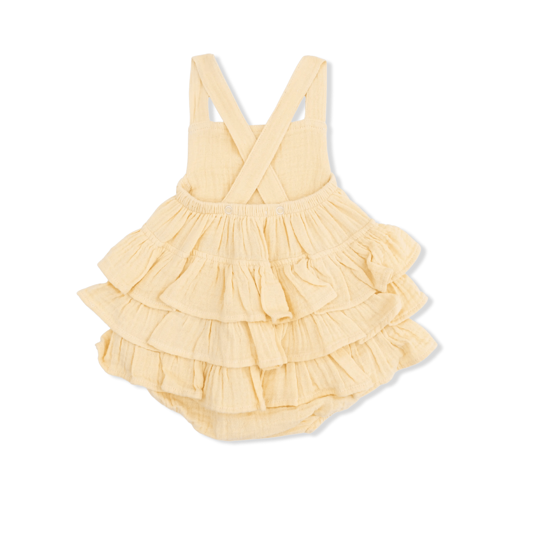 Angel Dear Solid Muslin Italian Straw - Ruffle Sunsuit - 