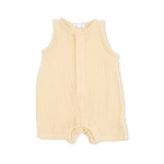 Angel Dear Solid Muslin Italian Straw - Sleeveless Shortie Romper - 