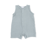 Angel Dear Solid Muslin Jadeite - Sleeveless Shortie Romper - 