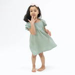 Angel Dear Solid Muslin Jadeite - V - Neck Dress and Bloomer - 