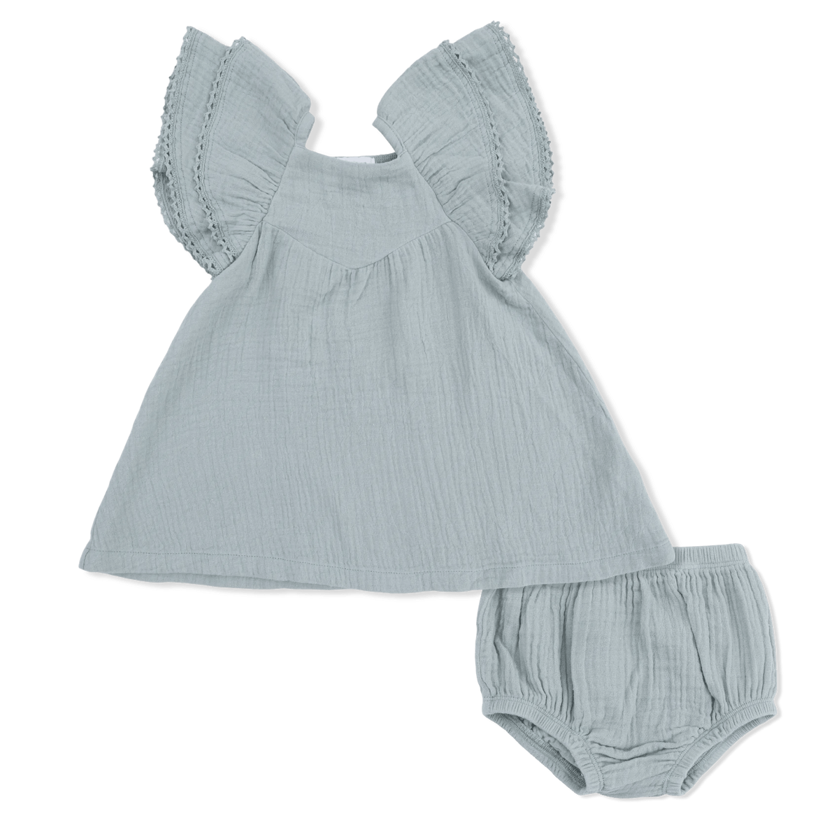 Angel Dear Solid Muslin Jadeite - V - Neck Dress and Bloomer - 