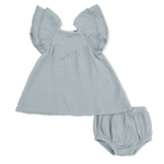 Angel Dear Solid Muslin Jadeite - V - Neck Dress and Bloomer - 