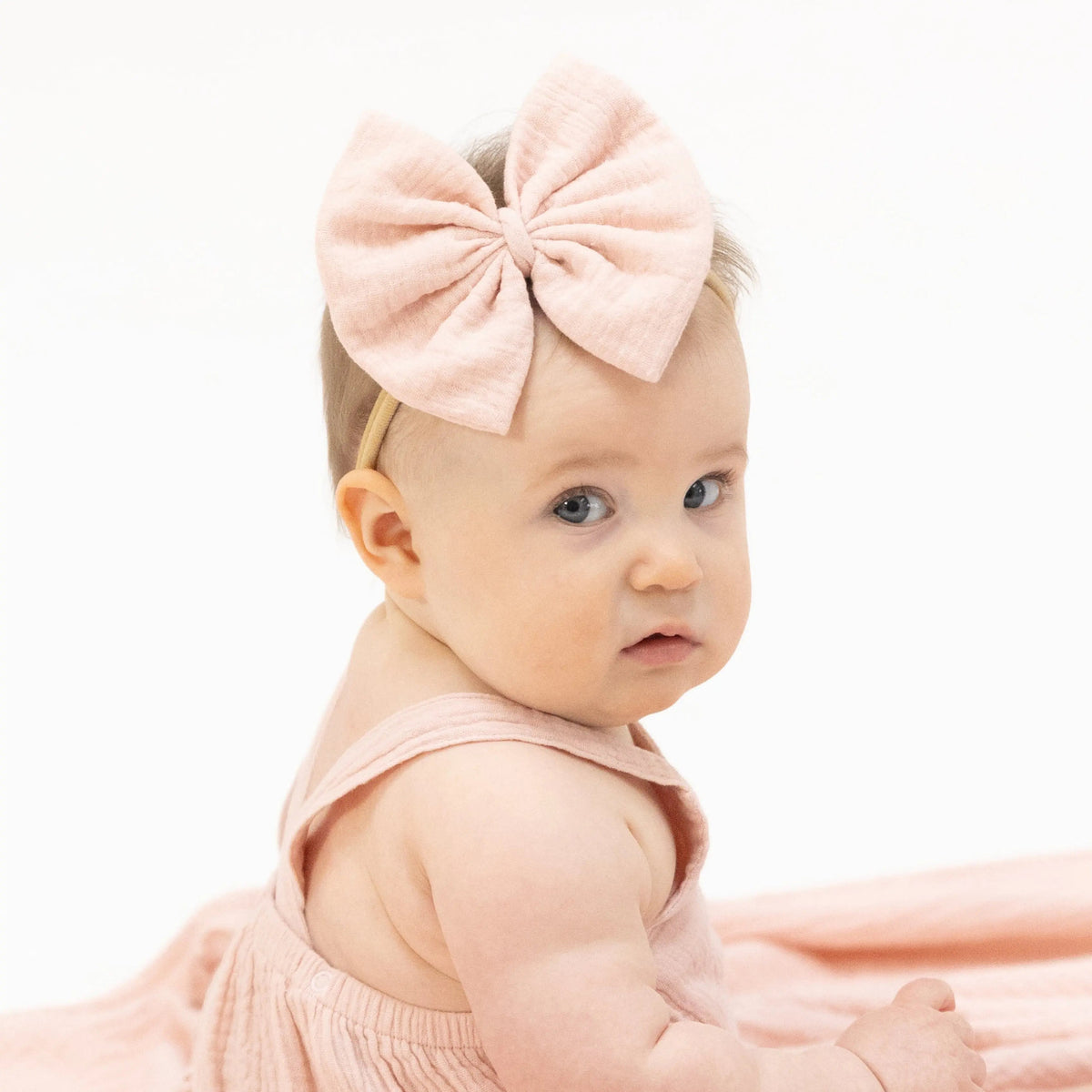 Solid Muslin Lotus - Bow on Headband - Baby & Toddler Clothing, Pink, Child, Headgear, Headband | Everetts Place