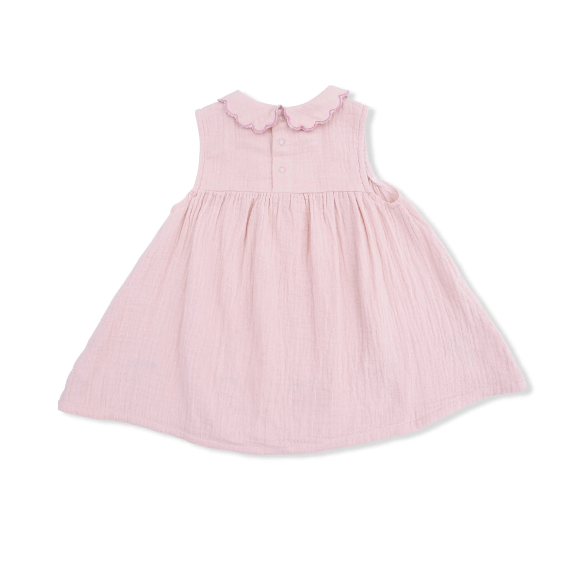 Angel Dear Solid Muslin Lotus - Petal Collar Dress Set - 