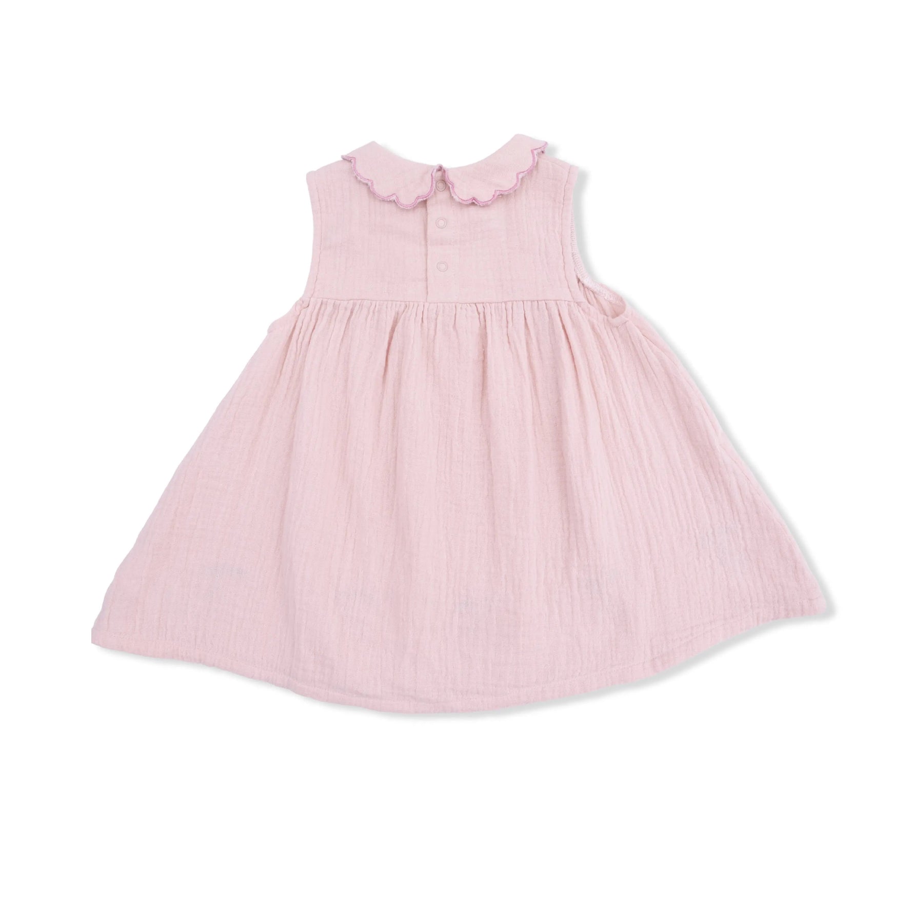 Angel Dear Solid Muslin Lotus - Petal Collar Dress Set - 