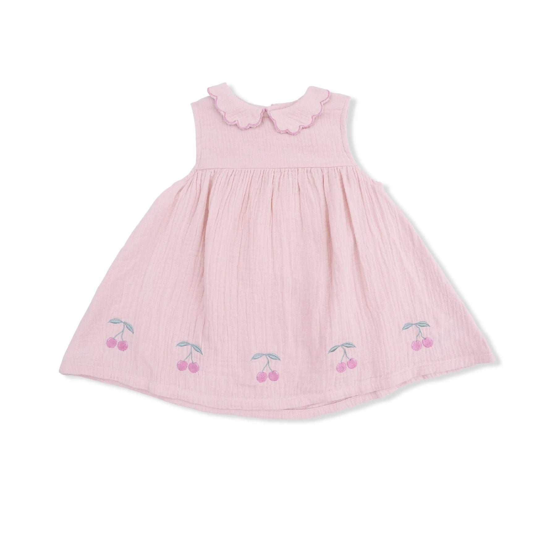Angel Dear Solid Muslin Lotus - Petal Collar Dress Set - 