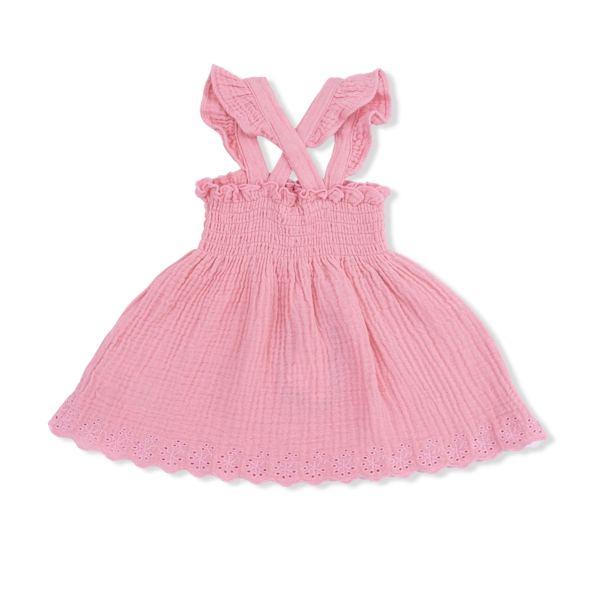 Angel Dear Solid Muslin Poignant Pink - Smocked Top with Bloomer - 