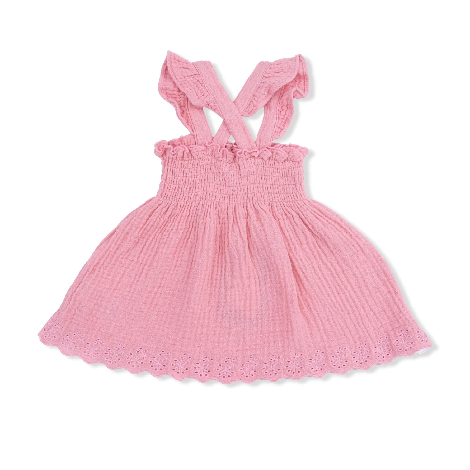 Angel Dear Solid Muslin Poignant Pink - Smocked Top with Bloomer - 