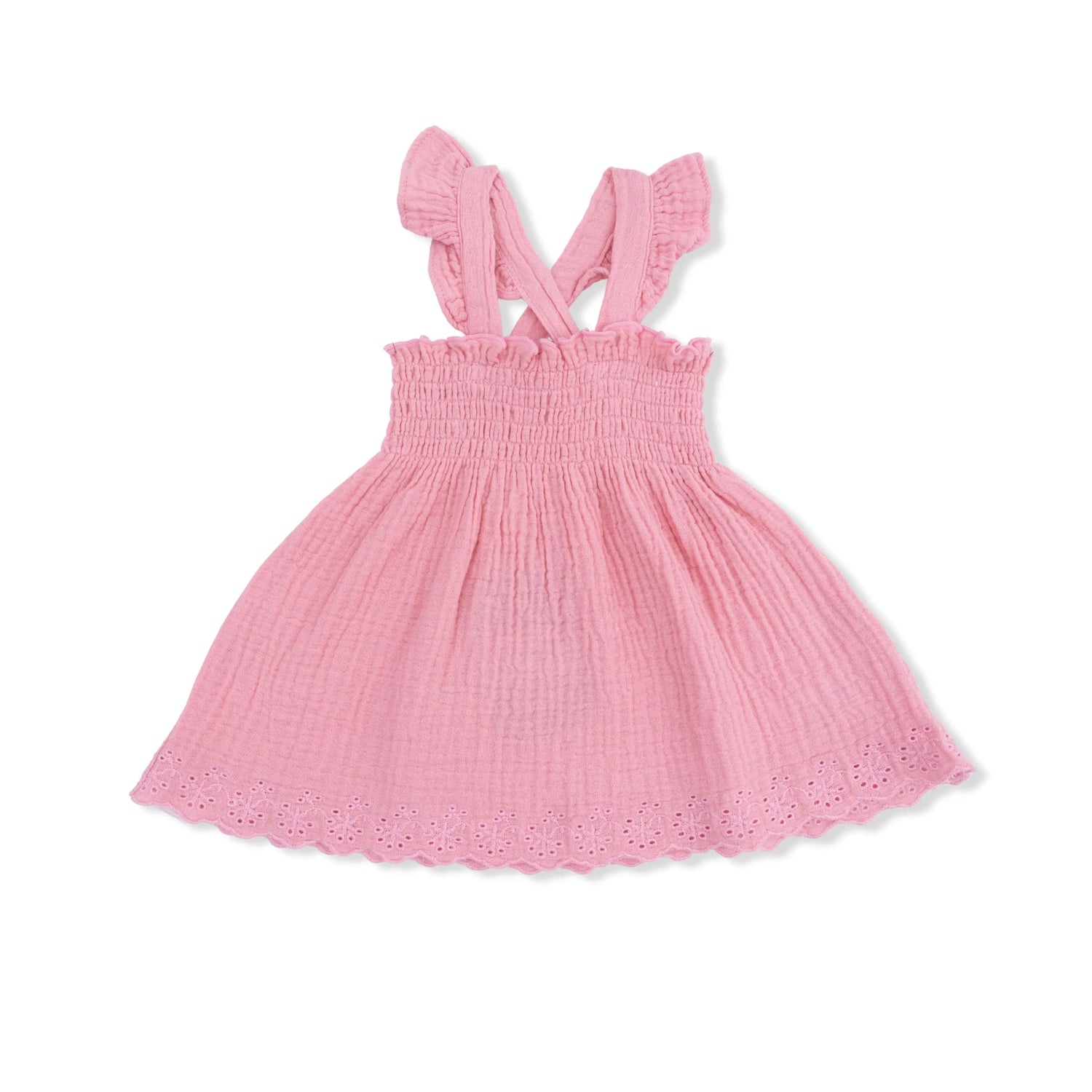 Angel Dear Solid Muslin Poignant Pink - Smocked Top with Bloomer - 