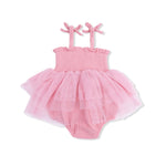Angel Dear Solid Muslin Poignant Pink - Tutu Bubble & 2 Pack Bow Clips Set - 