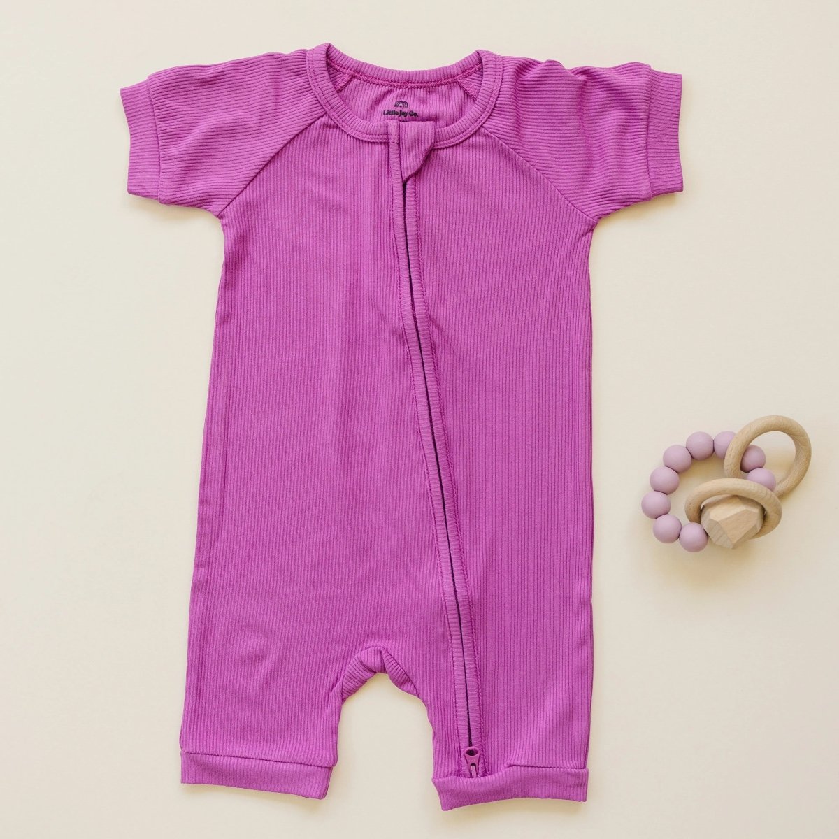 Little Joy Co. Solid Ribbed Bamboo Shorty Romper for Babies Everyday Wear - Everetts Place Boutique - 