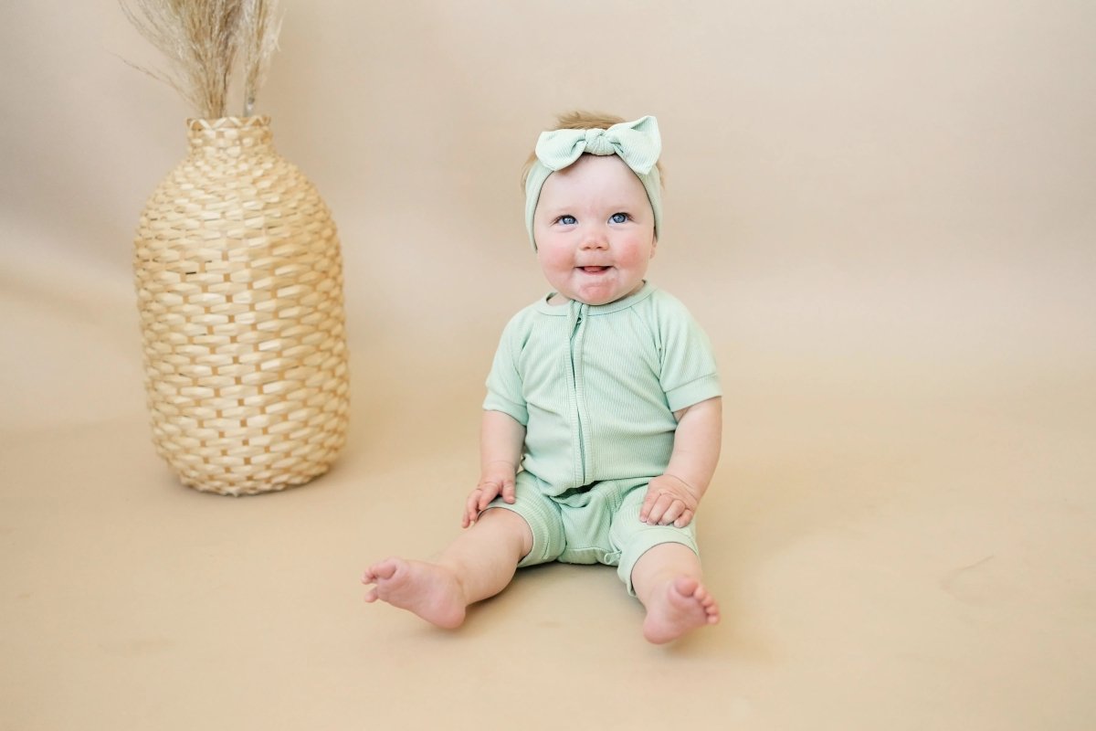 Little Joy Co. Solid Ribbed Bamboo Shorty Romper for Babies Everyday Wear - Everetts Place Boutique - 
