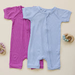 Little Joy Co. Solid Ribbed Bamboo Shorty Romper for Babies Everyday Wear - Everetts Place Boutique - 