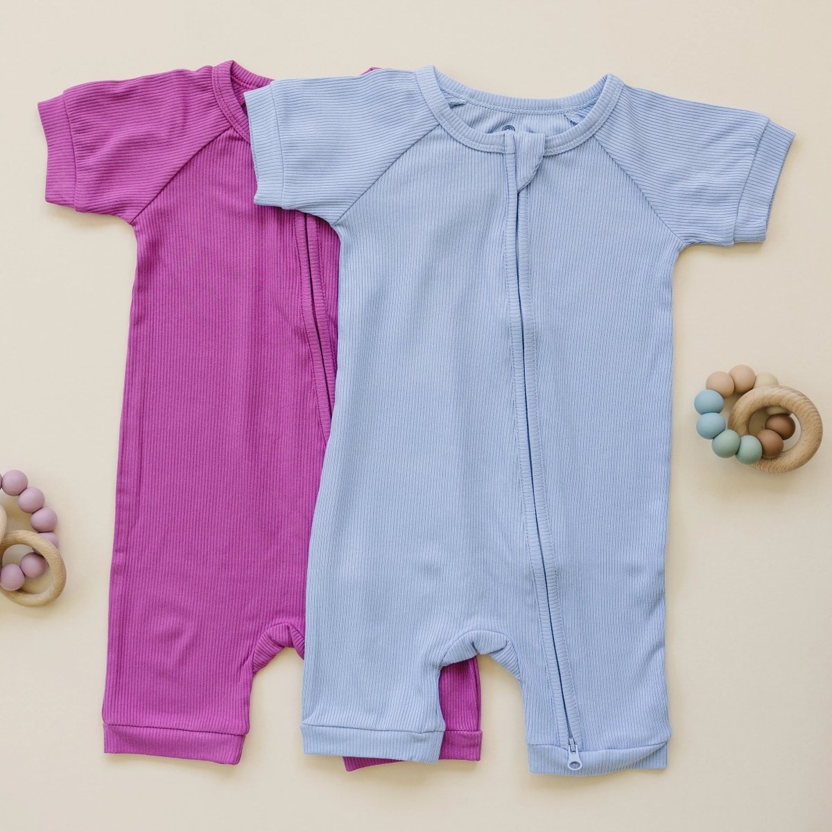 Little Joy Co. Solid Ribbed Bamboo Shorty Romper for Babies Everyday Wear - Everetts Place Boutique - 