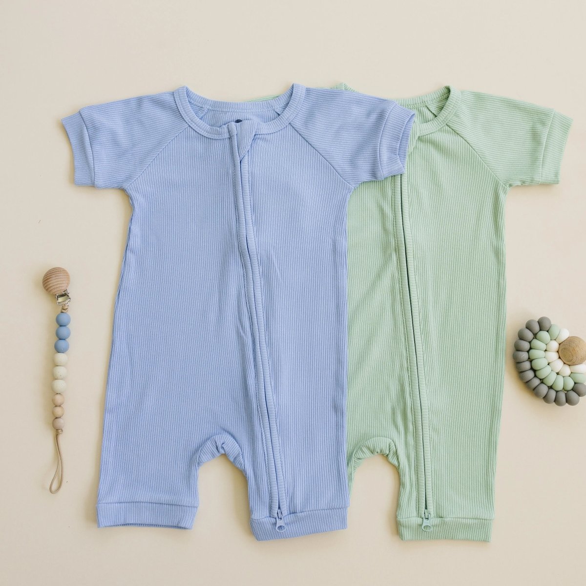 Little Joy Co. Solid Ribbed Bamboo Shorty Romper for Babies Everyday Wear - Everetts Place Boutique - 