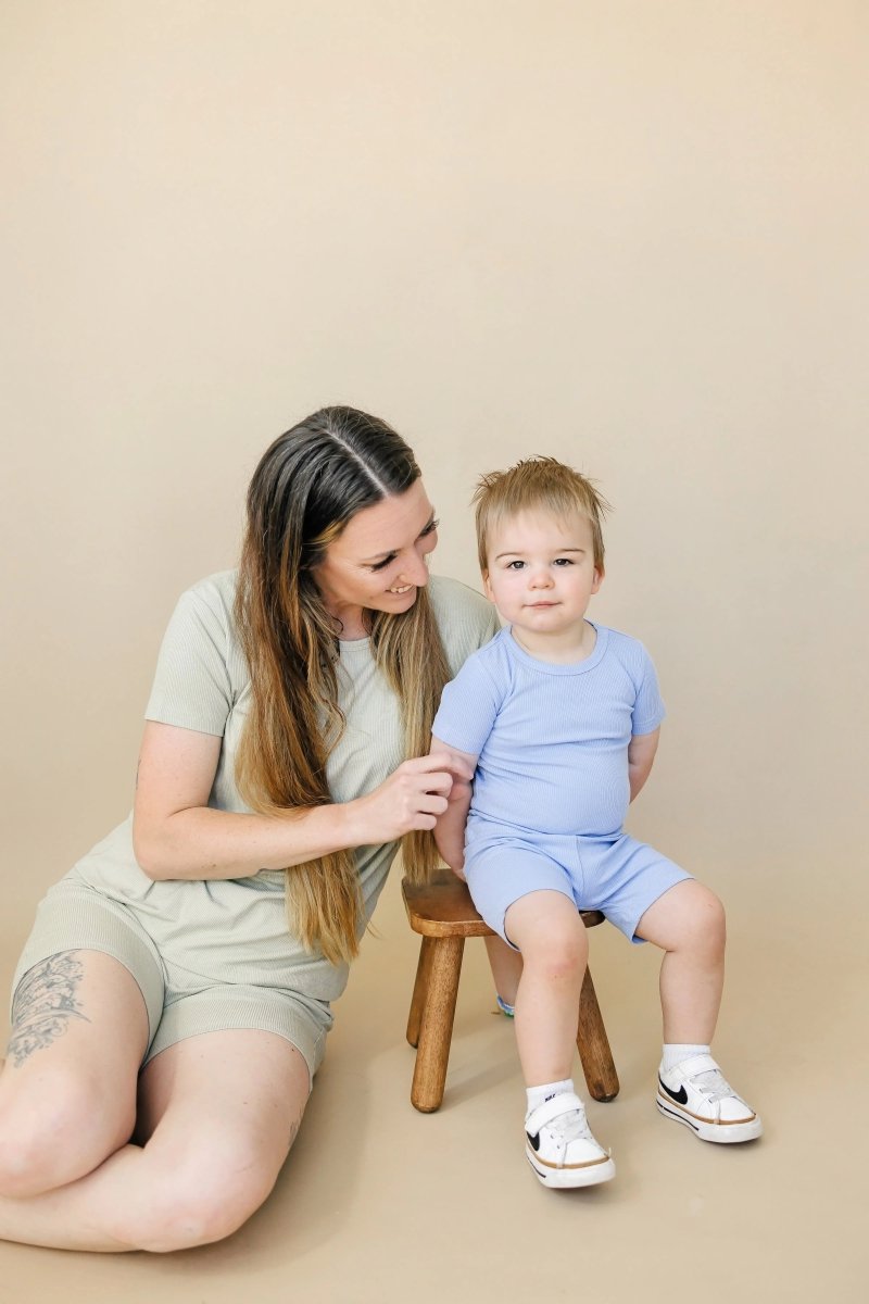 Little Joy Co. Solid Ribbed Bamboo Two Piece Pajamas For Toddlers - Everetts Place Boutique - 