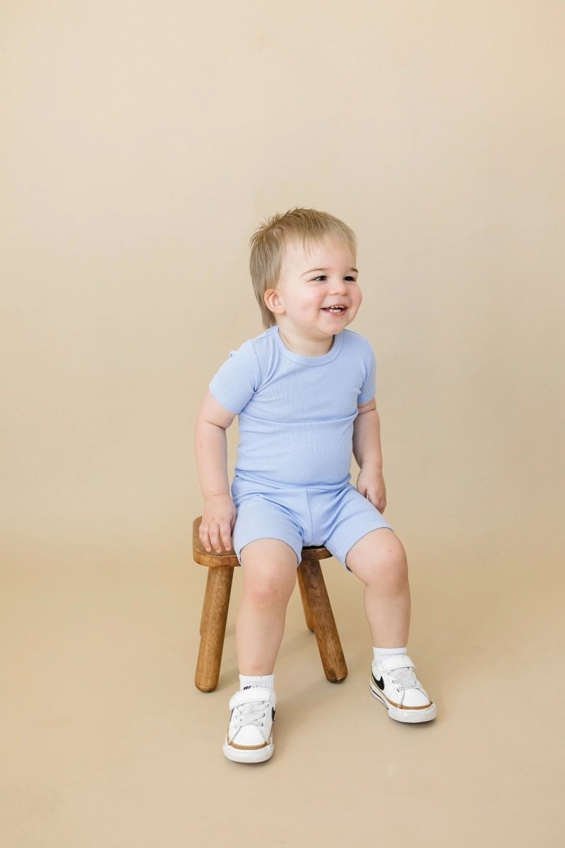 Little Joy Co. Solid Ribbed Bamboo Two Piece Pajamas For Toddlers - Everetts Place Boutique - 