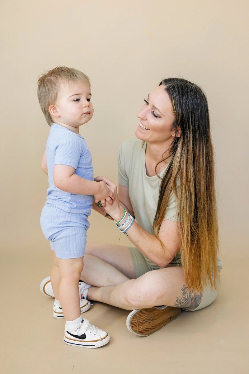 Little Joy Co. Solid Ribbed Bamboo Two Piece Pajamas For Toddlers - Everetts Place Boutique - 