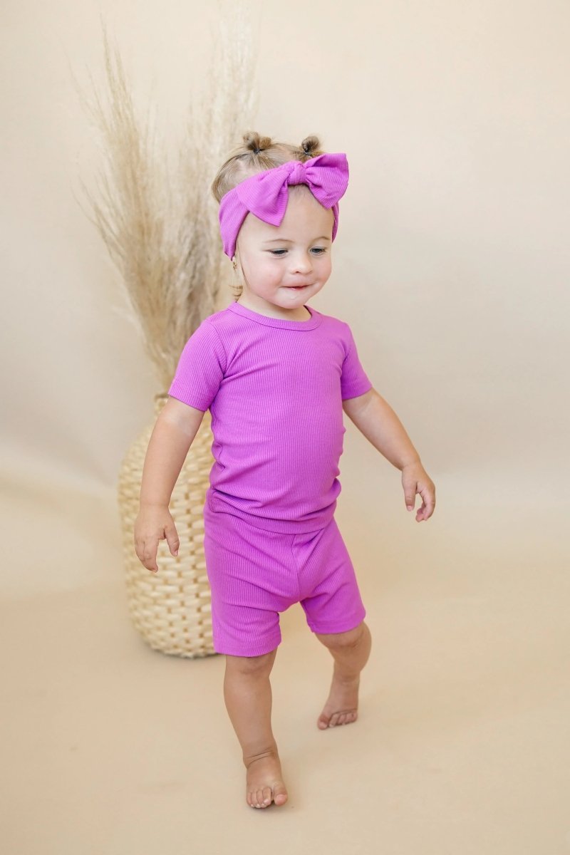 Little Joy Co. Solid Ribbed Bamboo Two Piece Pajamas For Toddlers - Everetts Place Boutique - 