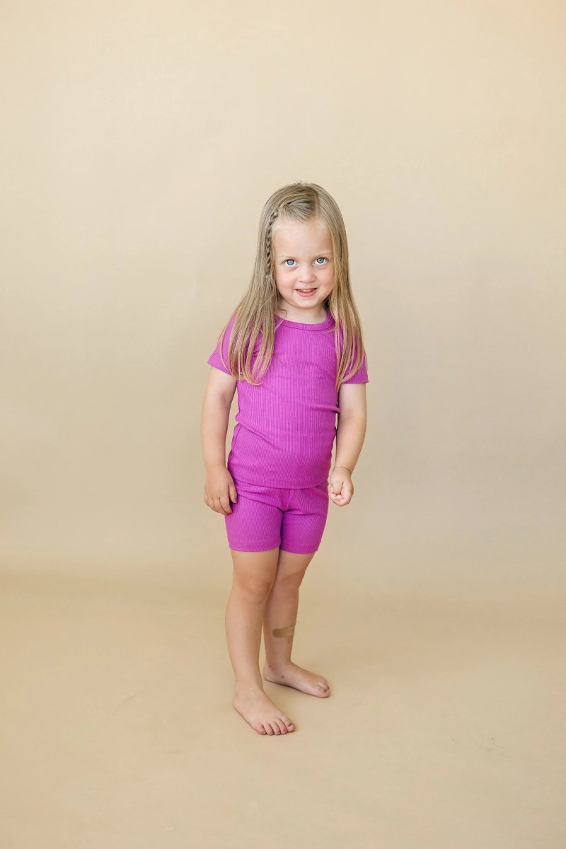 Little Joy Co. Solid Ribbed Bamboo Two Piece Pajamas For Toddlers - Everetts Place Boutique - 
